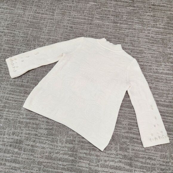 Chicos womens mock beaded sweater cream ivory size 2 or L - Picture 9 of 12